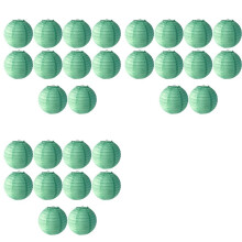 30X Lanternas de Papel Verde Menta, Lanternas Redondas DIY Adequadas para Casamentos, Shoppings, Escolas, Atividades Ao Ar Livre