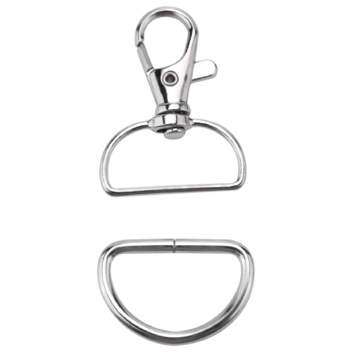 60Pcs Swivel Snap Hooks And D Rings For Lanyard And Sewing Projects (1 inch Inside Width)