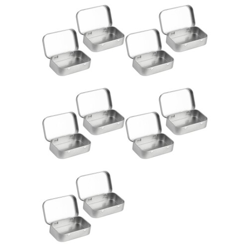 10 PCS Small Storage Box with Lid Rectangular Small Tin Boxes Metal Box with Lid Small Tin Box for Home Storage Silver