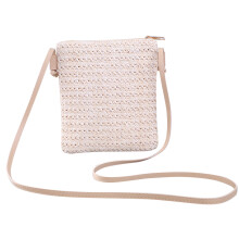 Strohgeflecht Kleine Quadratische Taschen Eine Schulter SchräGe UmhäNgetasche Handtasche GeldböRsen LäSsige Ferien Strandtasche - Beige