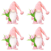 4X Kabouters voor Binnen, Lente Zomer Kaboutervakantiedecoraties, Handgemaakte Tomte Gevulde Pluche Kabouters