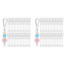 40Pcs Beadable Keychain Bars,Colorful Blank Bead Keychain Bulk Metal Beadable Keychain Bars for Crafts Pendant Jewelry A