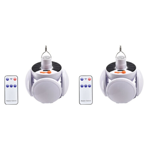 2X Solar  Camping Lamp USB Rechargeable LED Remote Control Foldable Lantern Portable Emergency Lamp