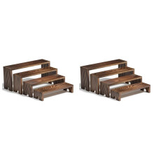 2 Set Große, Gestufte Präsentationsständer Aus Holz für Händler, Veranstaltungen, Stapelbarer Cupcake-Ständer Aus Holz, Bauernhaus-Dekoration