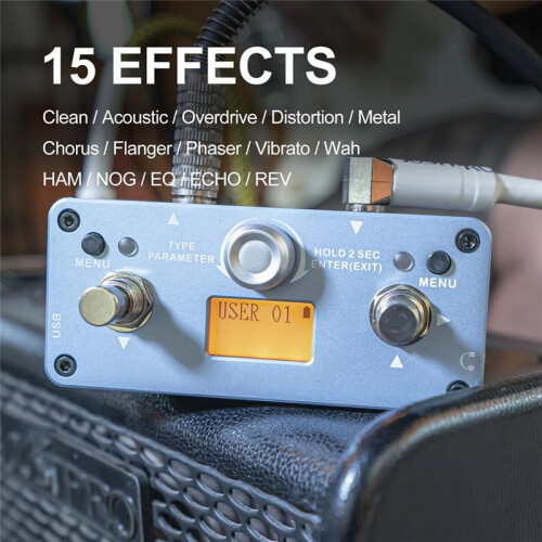 Guitar Accessories Effect Pedal Multiple Effects 16 User Modes Swith Small and Convenient Grey 2