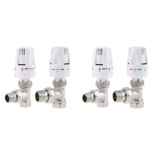 4x Valvola di Controllo Termostatica Automatica per Radiatore G1/2 Pollici Valvola Angolare per Radiatore In Rame per Riscaldamento A Pavimento