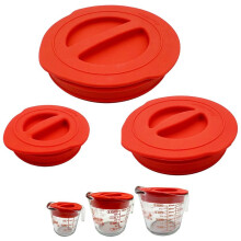 3PCS Reusable Silicone Replacement Lids Fits for Acnhor Hocking 1-Cup, 2-Cup & 4-Cup Glass Liquid Measuring Cups