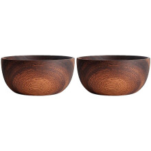 2X Acacia Wood for Fruits, Salads and Noodle, Salad Wooden Bowl 5.1X2.4Inch