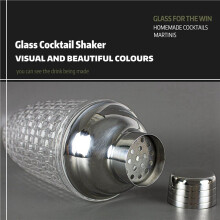 5X 13Oz Glass Cocktail Shaker Set - Glass Shaker for Cocktails, Drink Shakers Cocktail and Cocktail Shakers Silver