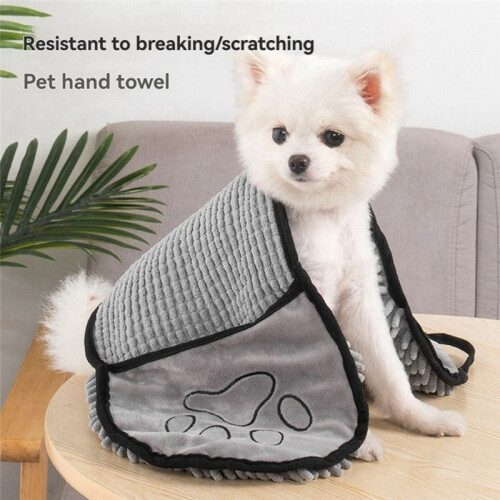 Serviette de Bain Super Absorbante à Séchage Rapide pour Chiens et Chats 62x23cm Gris 1