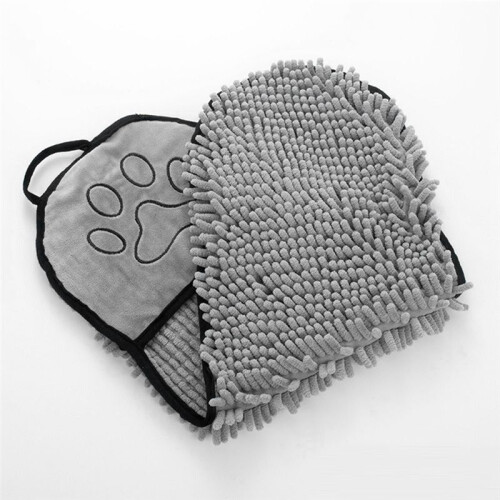 Serviette de Bain Super Absorbante à Séchage Rapide pour Chiens et Chats 62x23cm Gris 2