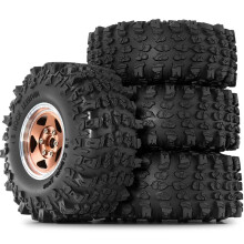 4 Stuks 1,9 Inch Metalen Bandenwielen met 118 mm OD-Banden voor Axial SCX10 D90 Wraith 1/10 RC Climbing Crawler-Auto-Onderdelen Goud