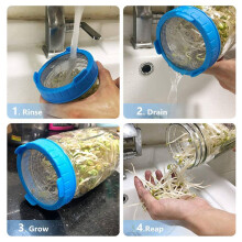 Paquet 16 Couvercles Germination, Couvercles Germination en Plastique avec écran en Acier Inoxydable pour Bocaux Mason à Large Ouverture, Fabricant