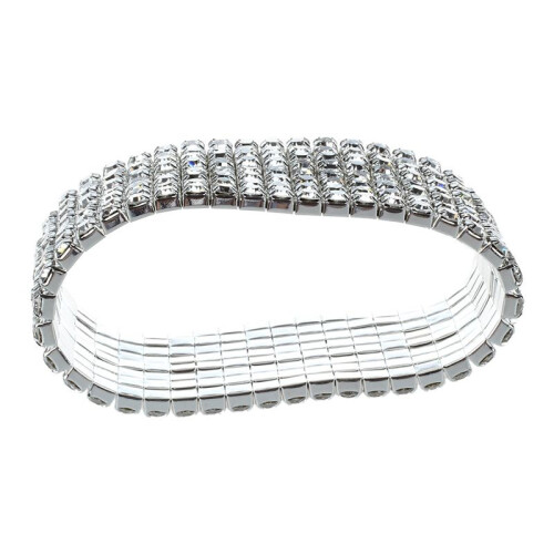 4 Pezzi 28mm Strass Lady Bracciale Argento 2