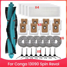 For Conga 13090 Spin Revol Accessories Main Side Brush HEPA Filter Mop Cloth Replacement Parts