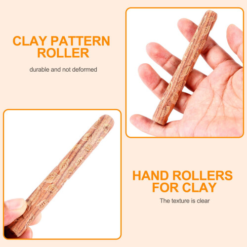 5PCS Pottery Tools Wood Hand Rollers for Clay Clay Stamp Clay Pattern Roller 1
