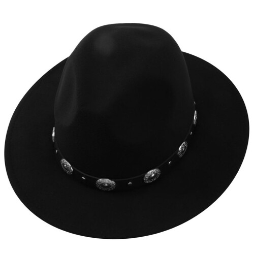 5X Cappello da Cowboy Occidentale A  Larga In Feltro per Uomo e Donna (Nero) 1