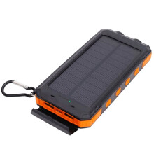 Power Bank Solare Impermeabile da 10000 MAh per Esterni, Ricarica Rapida USB, Doppia Ricarica (Solare/Tipo C), Portatile per Campeggio, Arancione