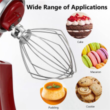 6X Wire Whip for Stand Mixer 5QT Lift and 6QT, Whisk Attachment, Stainless Steel Egg Cream Stirrer