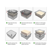 3X DIY Plastic Tofu Press Mold Homemade Tofu Mold Soybean Curd Tofu Making Mold with Cheese Cloth Kitchen Cooking,Gray