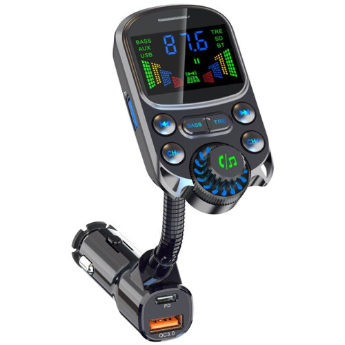 -Compatible Car Kit Cigarette Lighter Handsfree FM Transmitter AUX Audio Wireless MP3 Player PD QC3.0