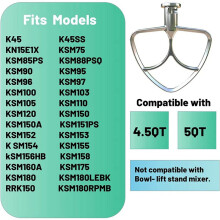 2X Roestvrijstalen Platte Klopper voor 4.5-5QT Keukenmixers Accessoires Vervangen, Geen Coating, Vaatwasmachinebestendig