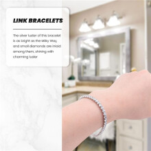 Cubic Zirconia 1 Row Tennis Chain Bracelet Men And Women Jewelry Brass / Copper Material Clasp Bracelet Link Jewelry Silver