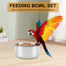 5Pack Stainless Steel Bird Feeder Set- Feeding Dish Cups Food Water Bowls Bird Food Holder for Cages Small Animals