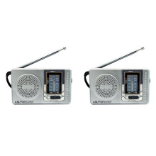2X Portable Radio Pocket Telescopic Antenna Battery Powered Multifunctional AM FM Radio for Elder