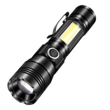 LED Camping Flashlights Bright Flashlight 600LM Rechargeable Zoomable Flash Light for Emergency Outdoor Camping Hiking