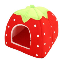 Cute Strawberry Pet Dog and Cat House Foldable Warm and Soft Winter Dog Bed Puppy Dog House Kennel Nest Pet Supplies B