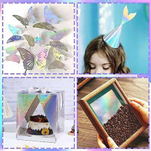 60-Pack Metallic Holographic Cardstock Shiny Fluorescent A4 Thick Cardstock Mirror Paper for Card Making Scrapbooking