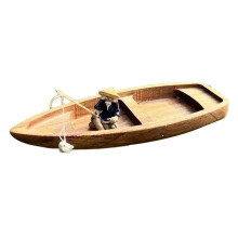 Handgefertigtes Holzboot, -Schwimmboot, Modell, Fischerboot, Katze, Fischerboot, Aquarium, Teichdekoration, Aquariumzubehör
