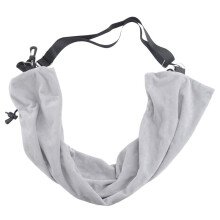 Stuffable Travel Pillow for Extra Luggage, Adjustable Neck Size & Shoulder Strap, Soft Velvet Cover, No Filler Grey
