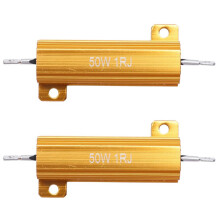 2X Gold Tone Screw Tab Wirewound Aluminium Resistor 1 Ohm 5% 50 Watt