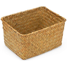 12X Seagrass Storage Basket, Multisize Handmade Rattan Shelf Baskets & Home Storage Bins Baskets for Decoration
