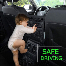 5X 3-Layer Car Mesh Organizer, Stretchable Back Net Bag, Barrier of Backseat Pet Kids, Cargo Tissue Purse Holder