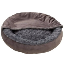Small Dog Bed Cat Bed with Hooded Blanket Round Donut Warm Pet Supplies Coved for Calming Puppy Outdoor Winter Animal