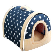 Zacht Warm Sterrenpatroon 2 in 1 Huisdiernest Antislip Hondenkatbed Opvouwbaar Winterzachte, Gezellige Slaapzak Mat Pad Kussens