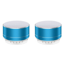 2X A10 Haut-Parleur Portable Extérieur pour Caisson de Basses Boîte de Son Support Carte TF Bleu