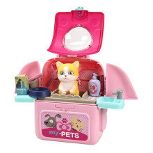 Animals Cartoon Pet Toys Realistic Pet Vet Backpack Pretend Toy Veterinarian Kit Cat Dog Care Set - Kitten