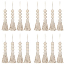 Wood Bead Garlands,Farmhouse Beads Tassels, Rustic Country Decor Prayer Beads for Home Door Knob Decor(16Pcs)