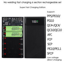 3X 18650 Battery Power Bank Box 22,5 W Schnelllade-LCD-Display 20000 MAh Power Board für 6X18650 Battery Powerbank Case(A)