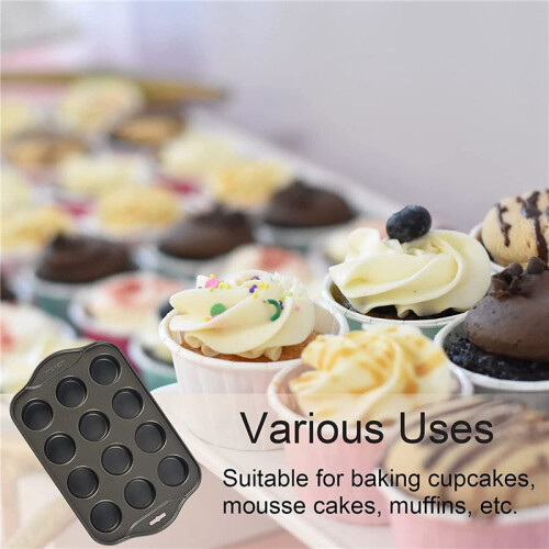 4 Pack  Muffin Cheesecake Pan with Removable Bottom, 12 Cavity Nonstick Cupcake Pan 1