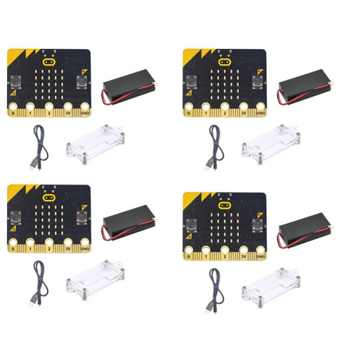 4X BBC Microbit Go Start Kit Micro:Bit BBC DIY Projects Programmable Learning Development Board with Protective Shell