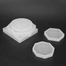 5Pcs Diy Coaster Silicone Mold Included Square Hexagon Circle Octagon Mold For Resin, Concrete, Cement, Home Decoration