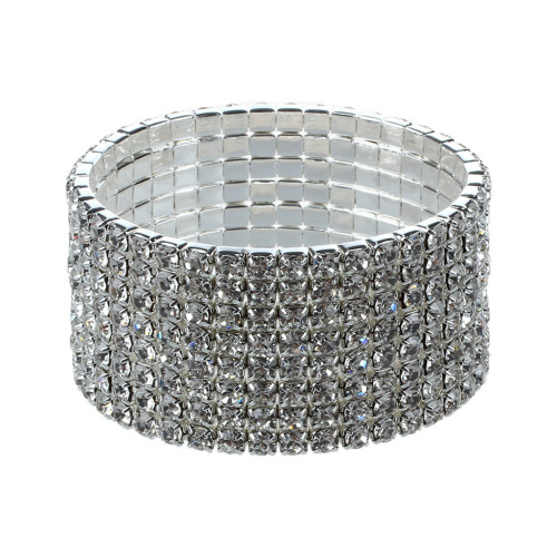 2X Wedding Bridal Stretchy 8 Row Rhinestone Bracelet Bangle 28 mm 1