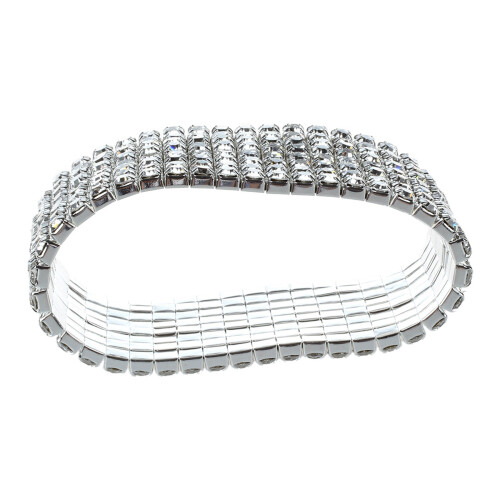 2X Wedding Bridal Stretchy 8 Row Rhinestone Bracelet Bangle 28 mm 2