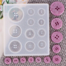 4X Bricolage Silicone Moule RéSine Bouton à la Main RéSine Moule avec Trou Pendentif Bouton Argile ÉPoxy Pendentif pour Porte-CléS Fournitures
