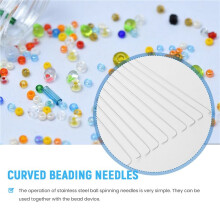 10 Pieces 6 Inches Curved Beading Needle Stainless Bead Spinner Needle String Bead Needle for Spin and String Bead